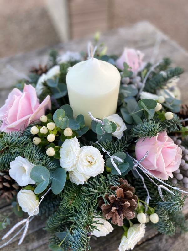 Winter Pinks Chunky Candle Arrangement