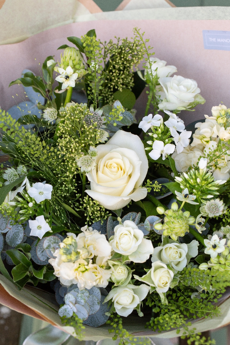 White and Green Handtied