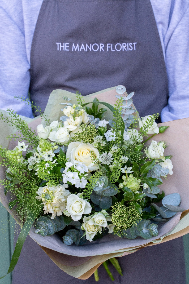 White and Green Handtied