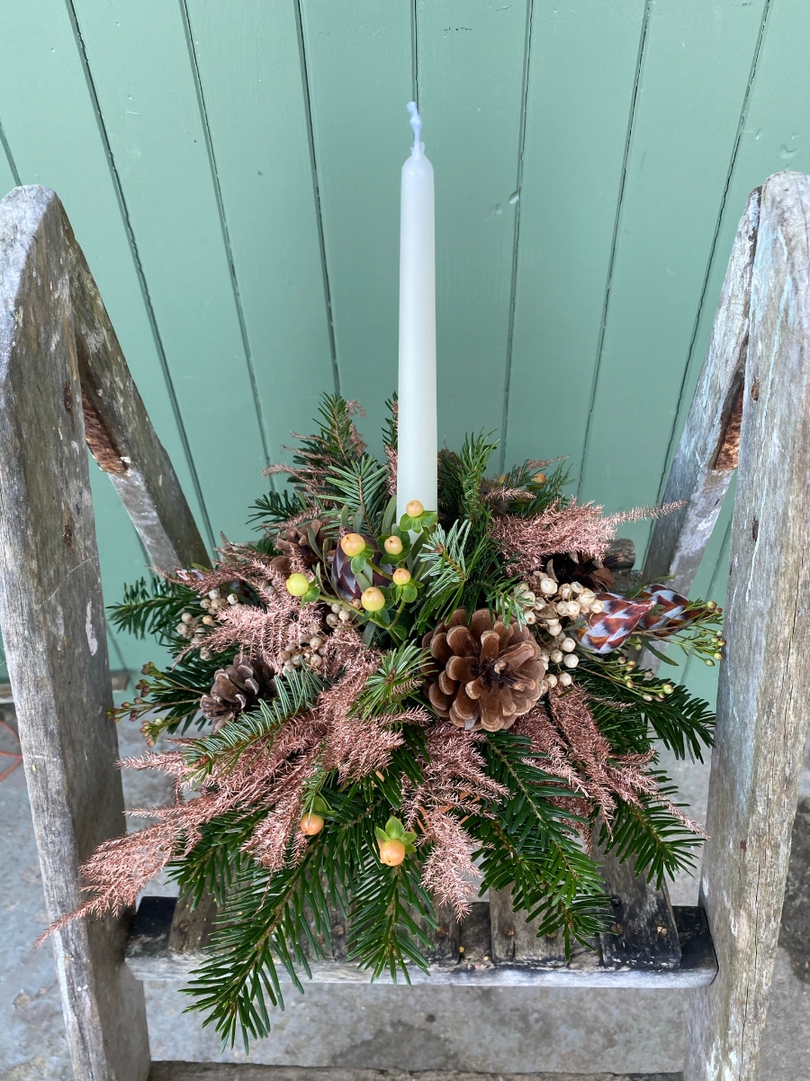 Christmas Copper Tapered Candle Arrangement