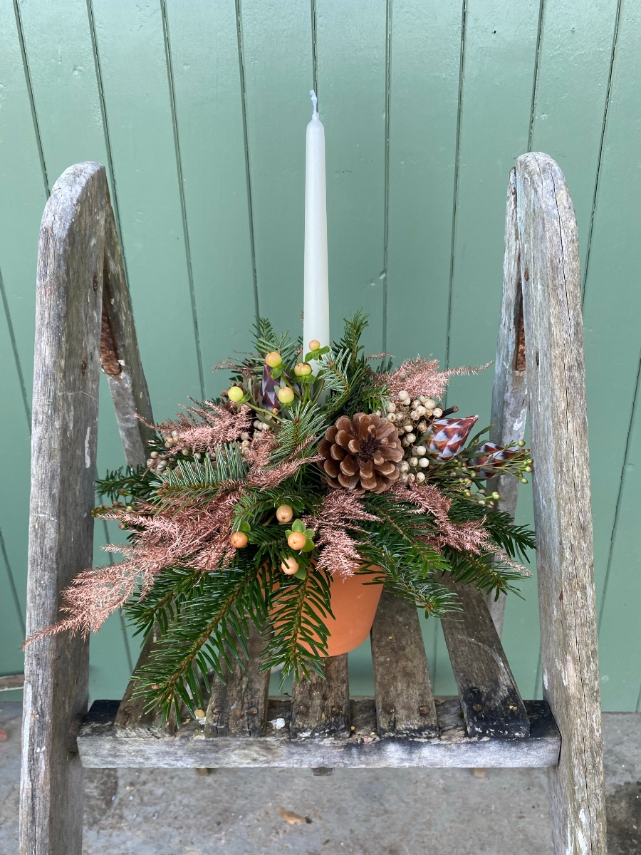 Christmas Copper Tapered Candle Arrangement