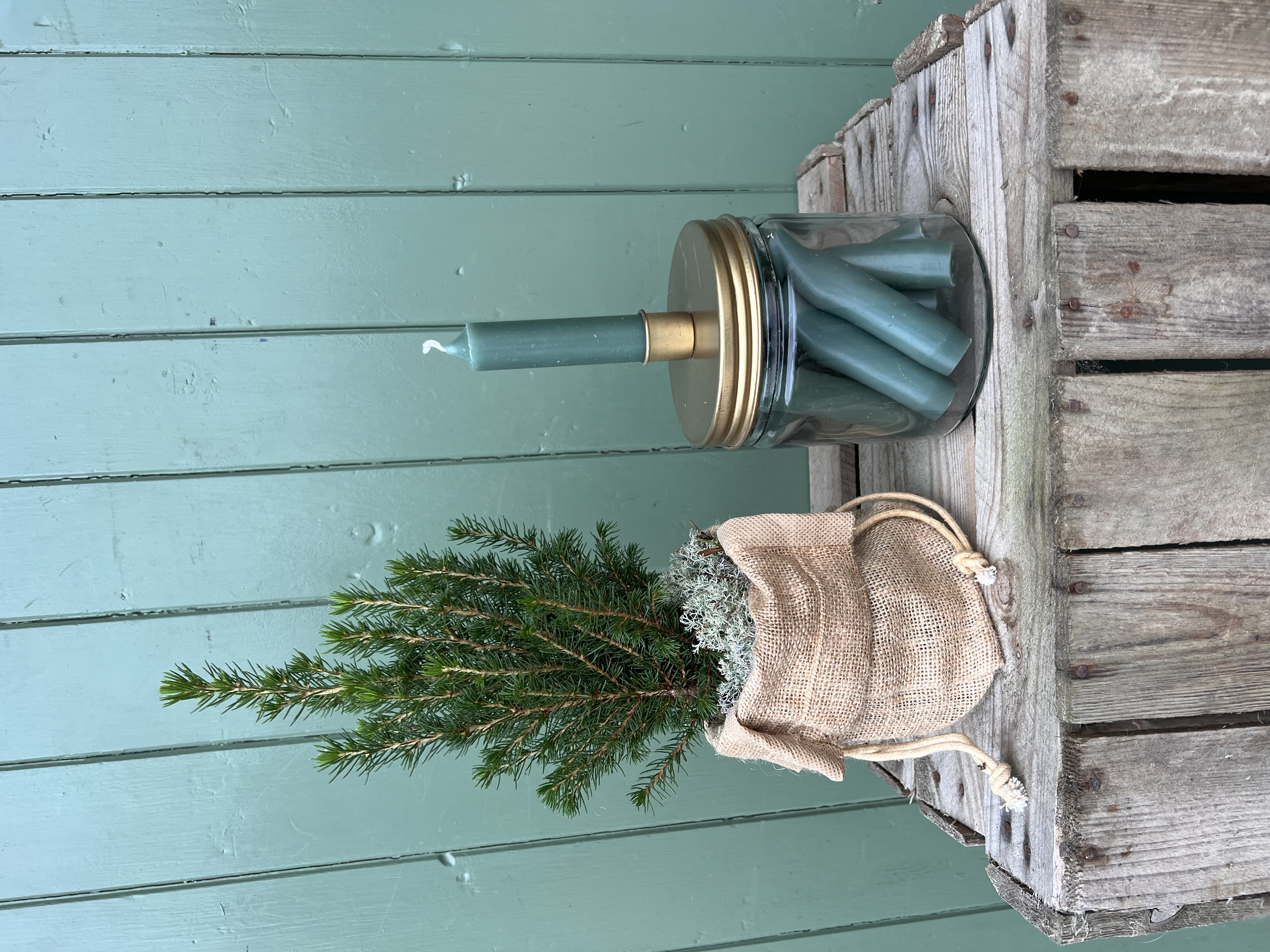 Mini Christmas Tree and Candle Holder With Candles