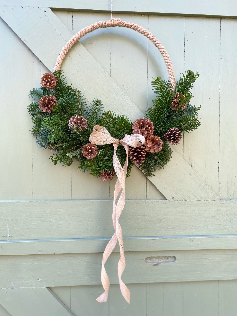 Simple Jute Hoop Pine Door Wreath