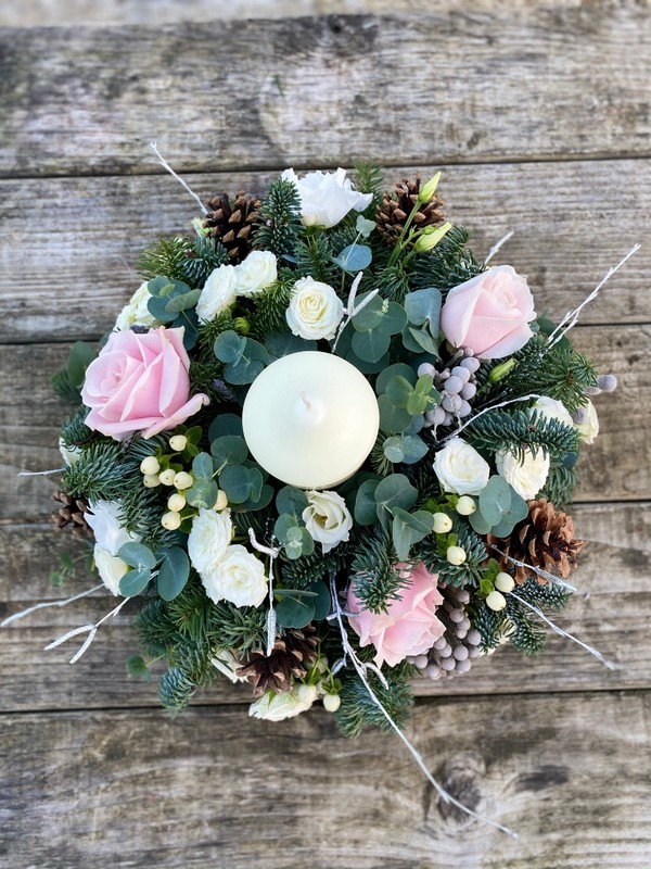 Winter Pinks Chunky Candle Arrangement