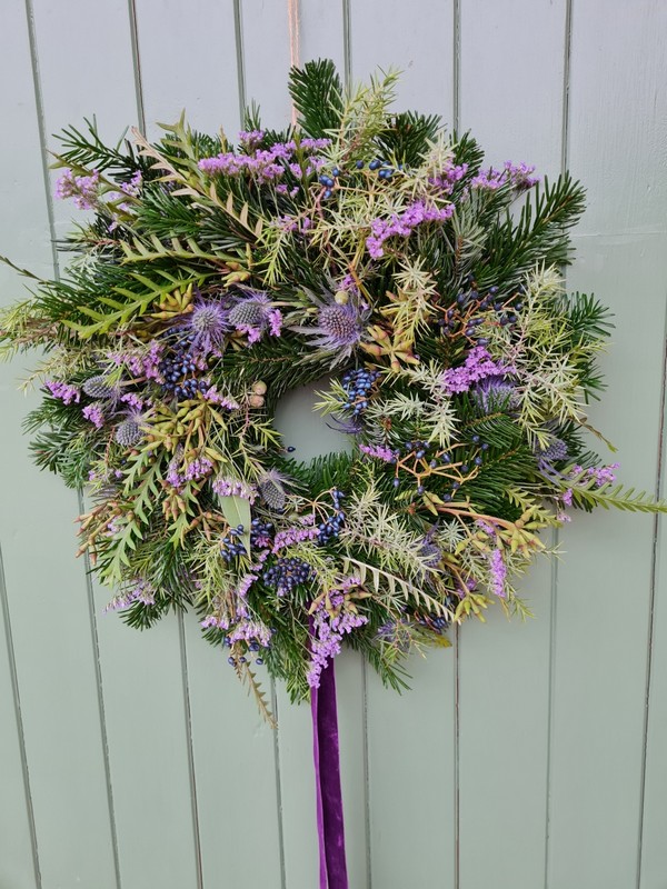 Winter Blues Door Wreath