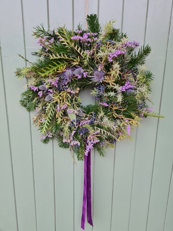 Winter Blues Door Wreath