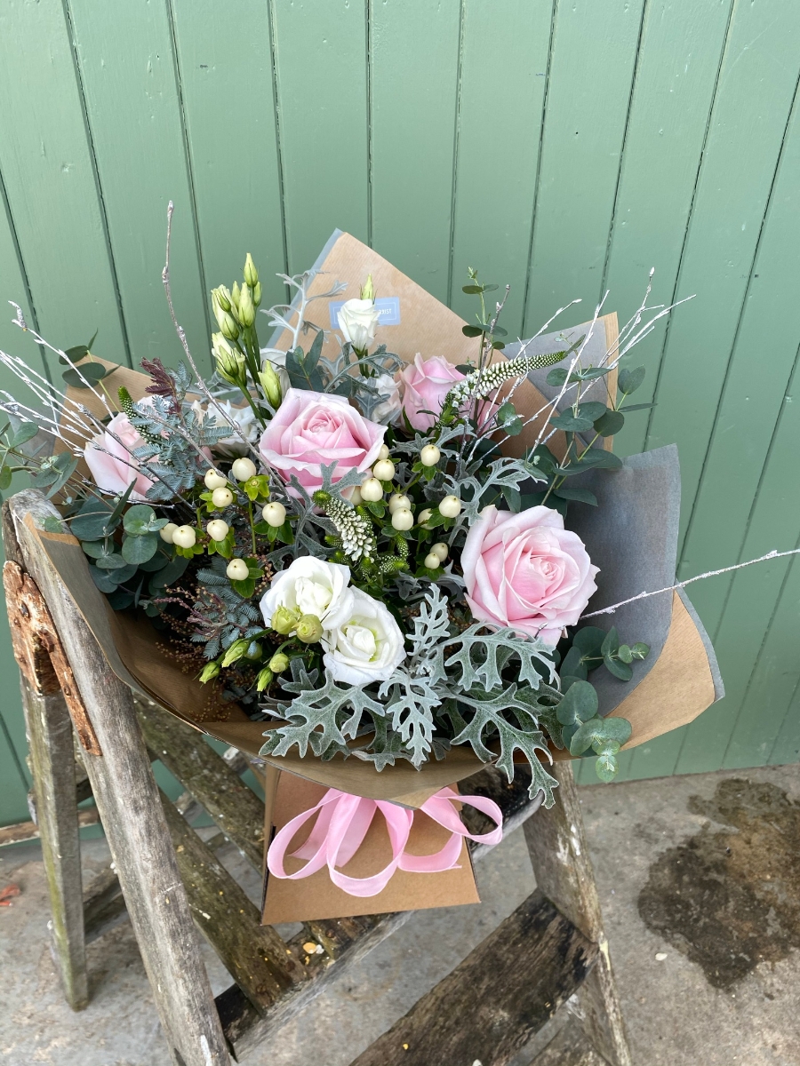 Winter Pinks Christmas Hand Tied