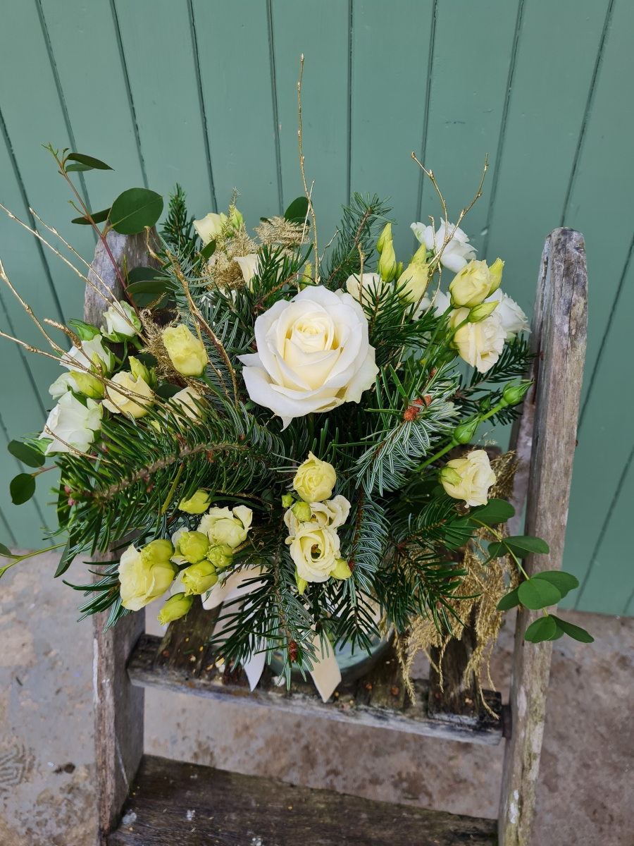Winter Gold and Green Vase